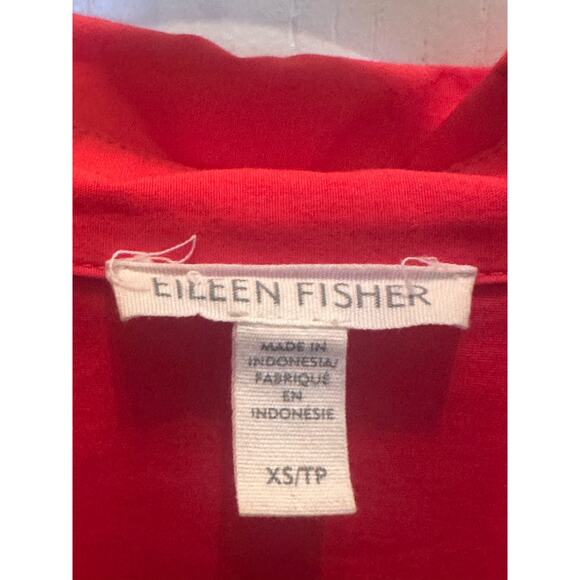 Eileen Fisher Short Sleeve Knee Length Button Up Shirt Dress Red Women's Size XS - Picture 6 of 7